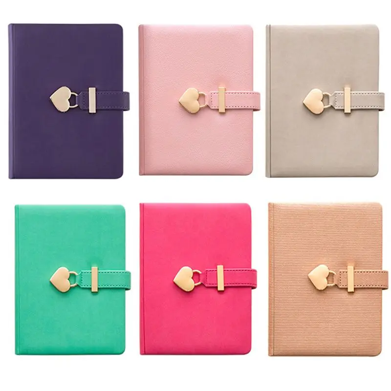 

B6 Notebook Notepad Heart Lock Leather Cover Journal Diary Planner Stationery