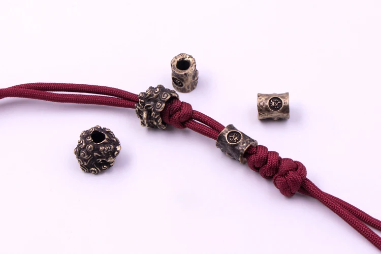 Китайский стиль Лев нож бусы на веревочке кулон ручной работы ключ зонтик веревка кулон Открытый EDC медь