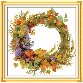 

Garland flower painting counted printed on the canvas 11CT 14CT DIY kit Cross Stitch embroidery needlework Sets home decor