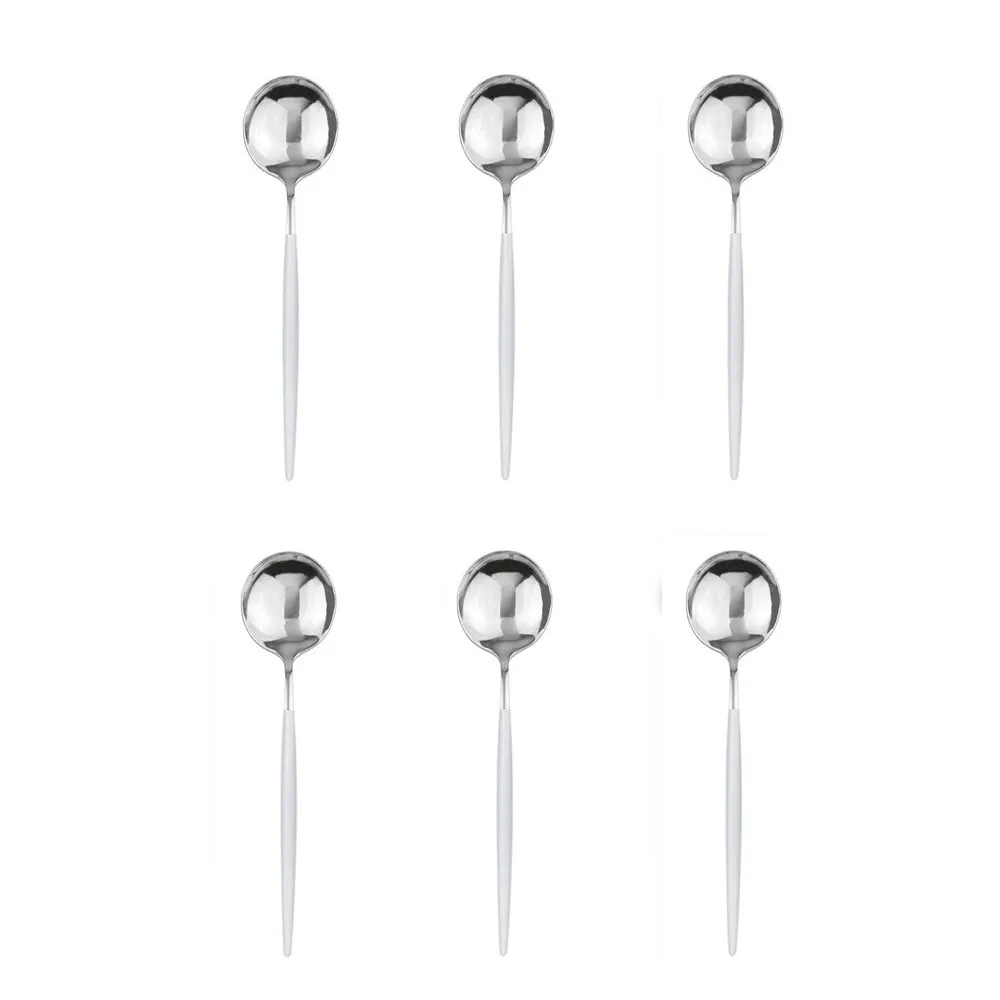 6Pcs White Silver