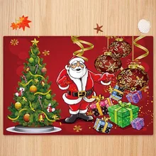 Рождественский 3D фланелевый Противоскользящий коврик для кухонной комнаты, декоративный ковер, 5 размеров
