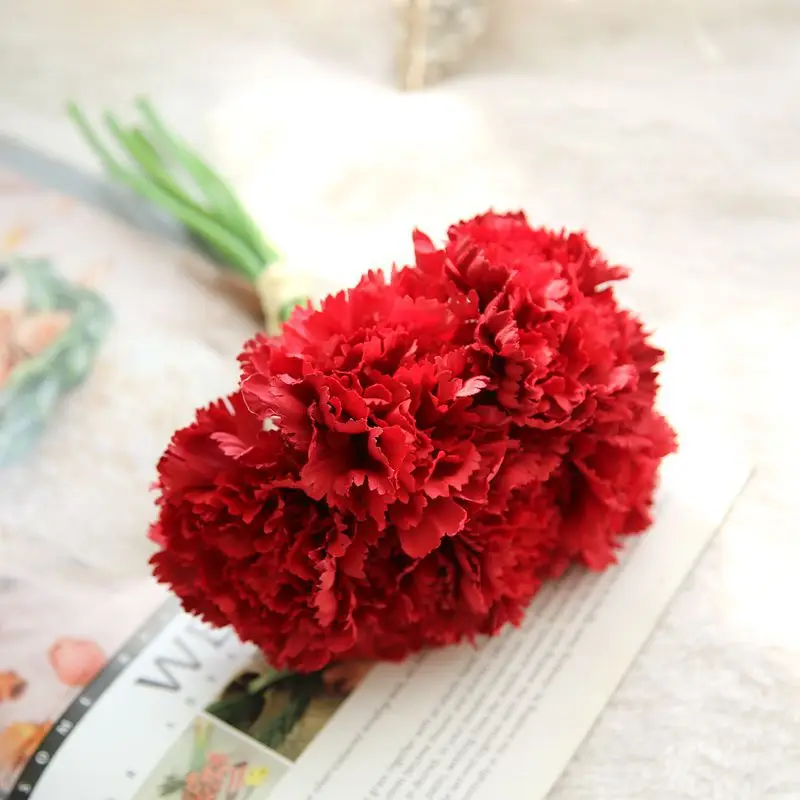 Свадебные цветы Свадебные букеты гвоздики высота 7,87 дюйма Длина 3,93 дюйма Вес 0,05 кг Свадебные аксессуары - Цвет: Красный
