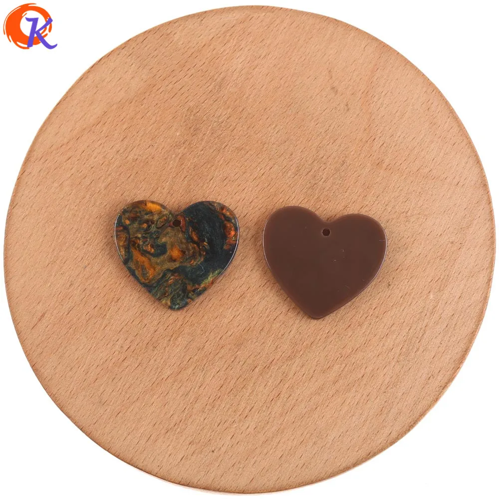 Brown Сердечная конструкция 22x25 мм 100 шт. ювелирные изделия аксессуары/ручной работы с принтом «сердце» с Форма/Мрамор эффект, шармы, "сделай сам" для изготовления ювелирных изделий/фурнитура для сережек - Цвет: Brown