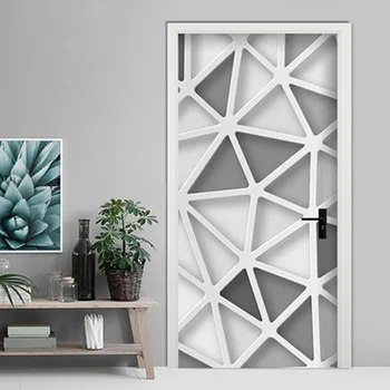 

2Pcs 3D Wall Door Sticker Thicken Simulation Waterproof Stickers Creative DIY Wall Stickers 77*200cm W/ Adhesive Bottom Cloth