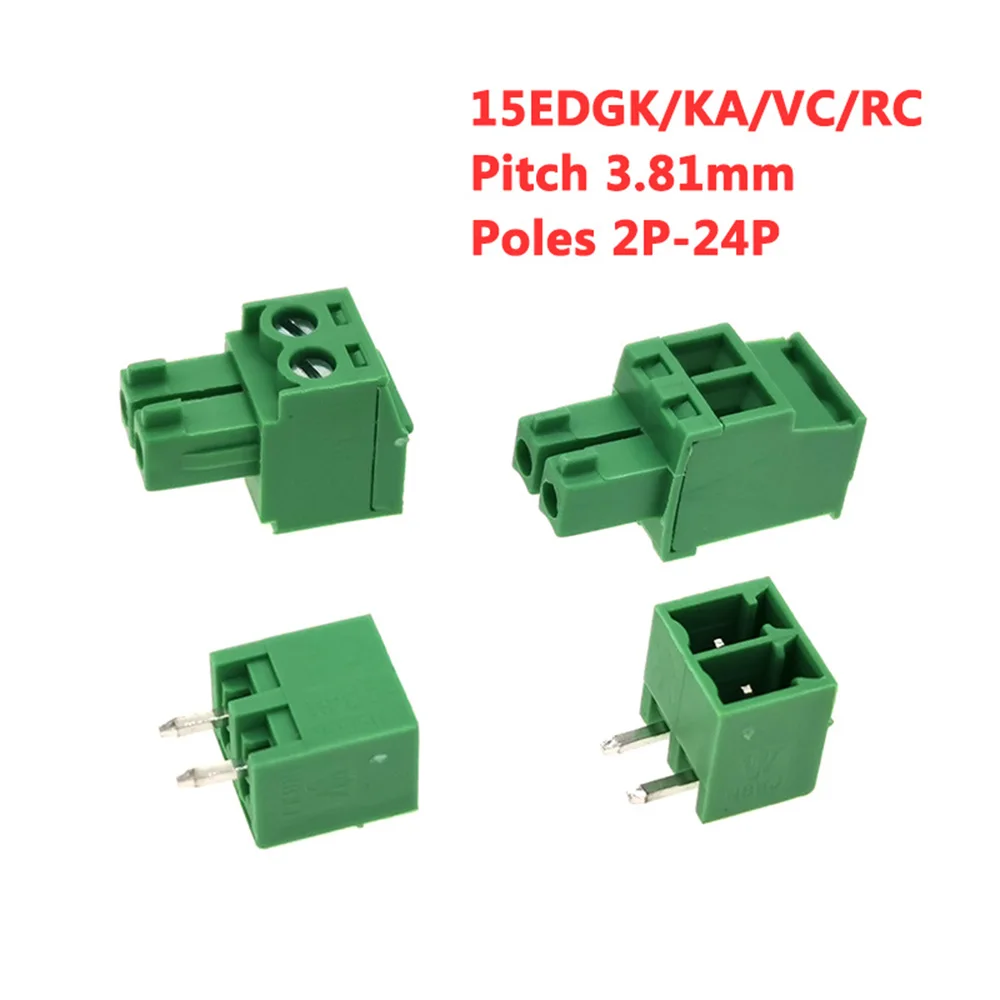 5 шт. Шаг 3 81 мм 15edgk/KA/VC/RC 2 24 штырьковый винтовой разъем PCB Клеммная колодка соединитель провода штекер/гнездо