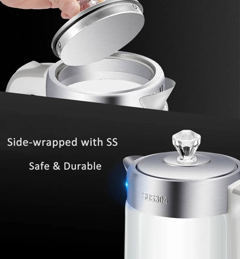 2L Electric Kettle BPA Free Fast Boiling Glass Tea Kettle Cordless Stainless Steel Finish Hot Water Kettle Glass Tea Pot (4)
