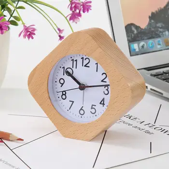 

Electronic Digital LED Alarm Clock Retro Wooden Glowing Battery Power Pointer Display Snooze Rhombus Bedroom Table Decoration