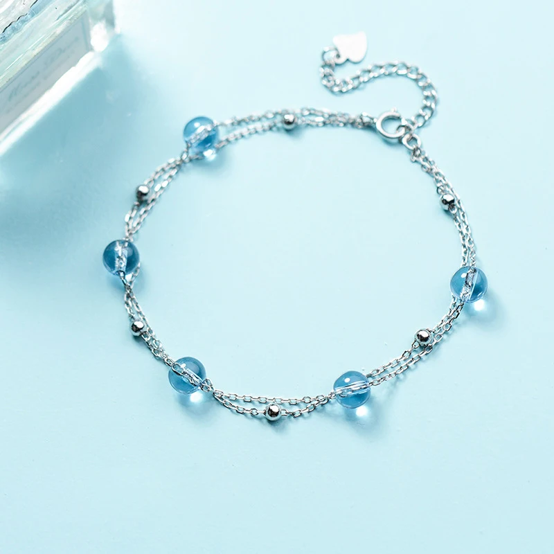 Женский двухслойный браслет из серебра 100% пробы с кристаллами|Гибкие и жесткие