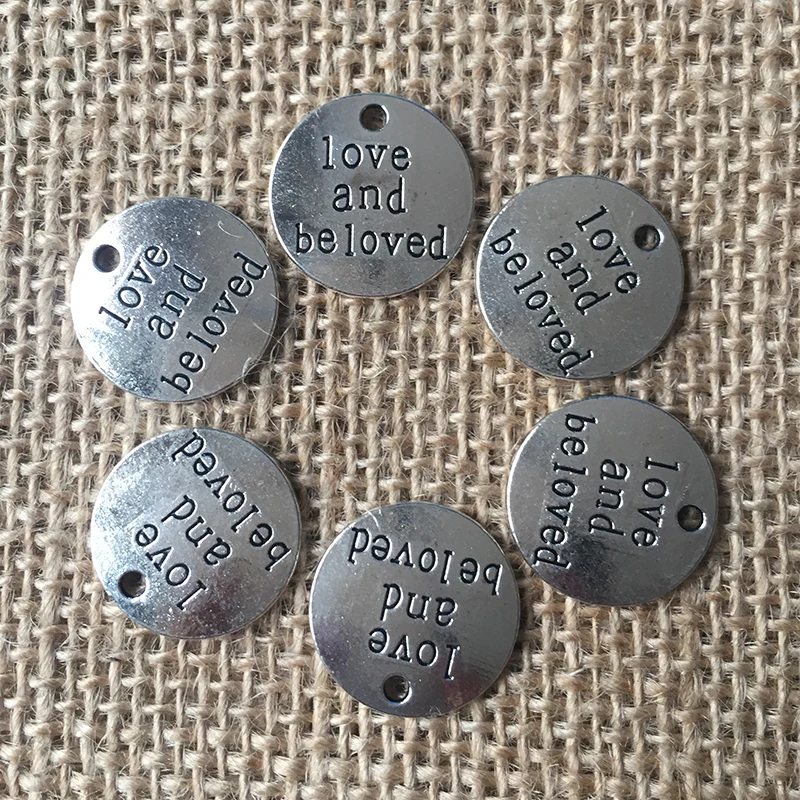 

16 Pcs/lot 20x20mm Round Love and Beloved Charms for Jewelry Making Pendant Silver Color DIY Necklaces Earrings Bracelets A119