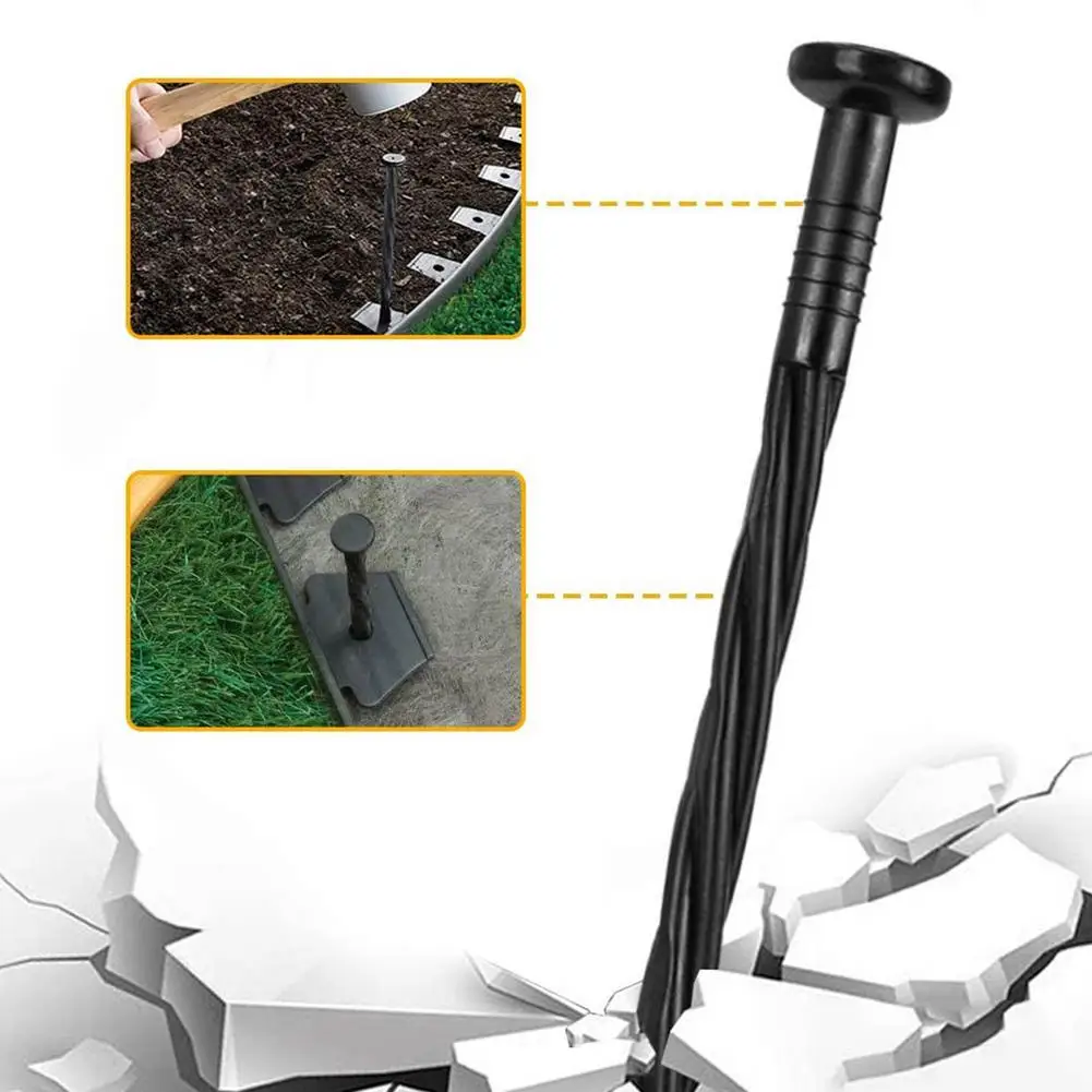 50/100Pcs Edging Nail Stake Spikes Landscape Edging Garden Border Lawn Landscape Stakes Spiral Pegs Spike