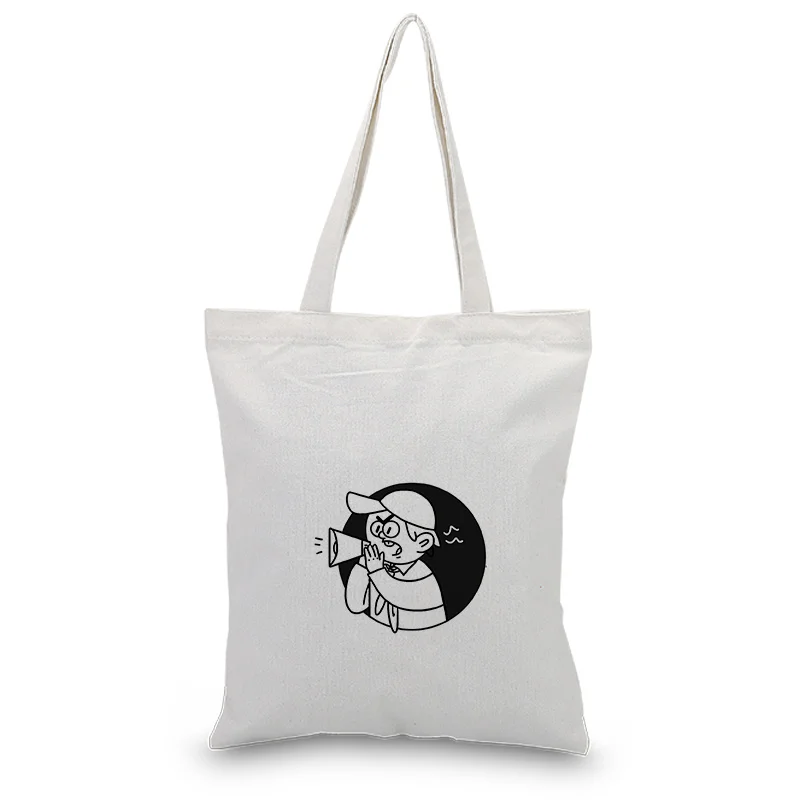 

Canvas Tote Bag Daily Use Text DIY Custom Print Logo Handbag Shopping Bag Daily sketches Eco Reusable Recycle
