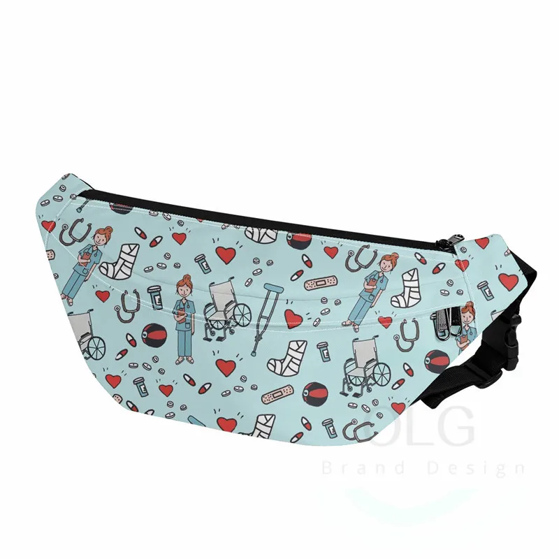 

Cute Nursing Printed Waist Bags Women Fanny Pack Female Belt Bag Causal Waist Packs Chest Phone Bags Custom Bolsa Dropshipping