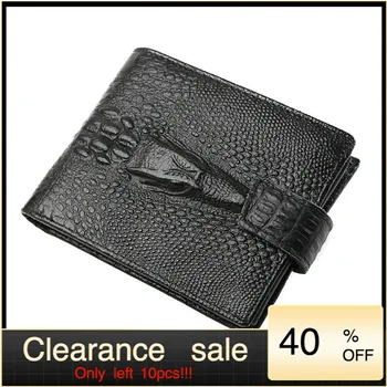 

2018 fashion Genuine Leather Men Short Crocodile Wallet Purse Luxury brand Zipper Coin Bag Card Holder Clutch Women Moneyclip