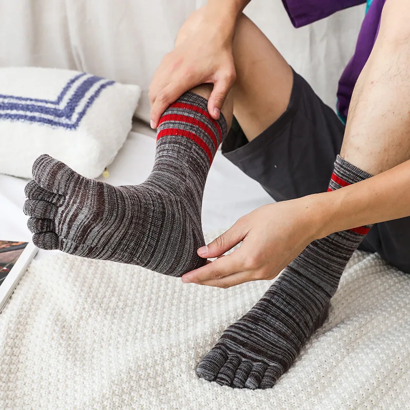 5 Pairs Man Sport Toe Socks Cotton 5 Finger Short Socks Compression Sweat-Absorbing Deodorant Fitness Travel
