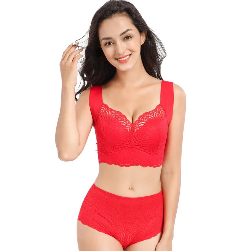 

New women's sexy bra lace underwear women's large size comfortable breathable bra set five colors