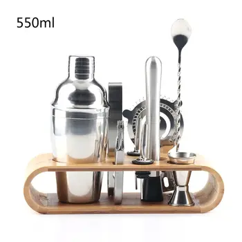 

Cocktail Shaker Making 10 Pieces Set Stainless Steel Bar Tool Bartender Kit with Wooden Display for Beginners Bartender