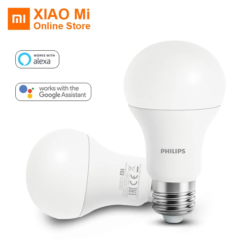 

Xiaomi Philips Smart LED Bulb E27 White Light 800 Lumens 9W Wifi Mi APP Remote Control LED Lamp with Alexa and Google Assistant