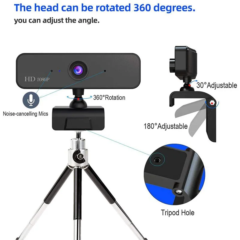 

New Hot 1080P Full HD Webcam Built-in Noise Reduction Microphone Stream Auto Focus Camera for Video Conferencing New