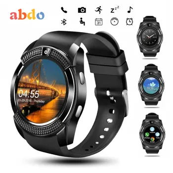 

V8 Sport Men Smart Watch Sim Card Android Camera Rounded Answer Call Dial Call Smartwatch Heart Rate Sleep Fitness Tracker