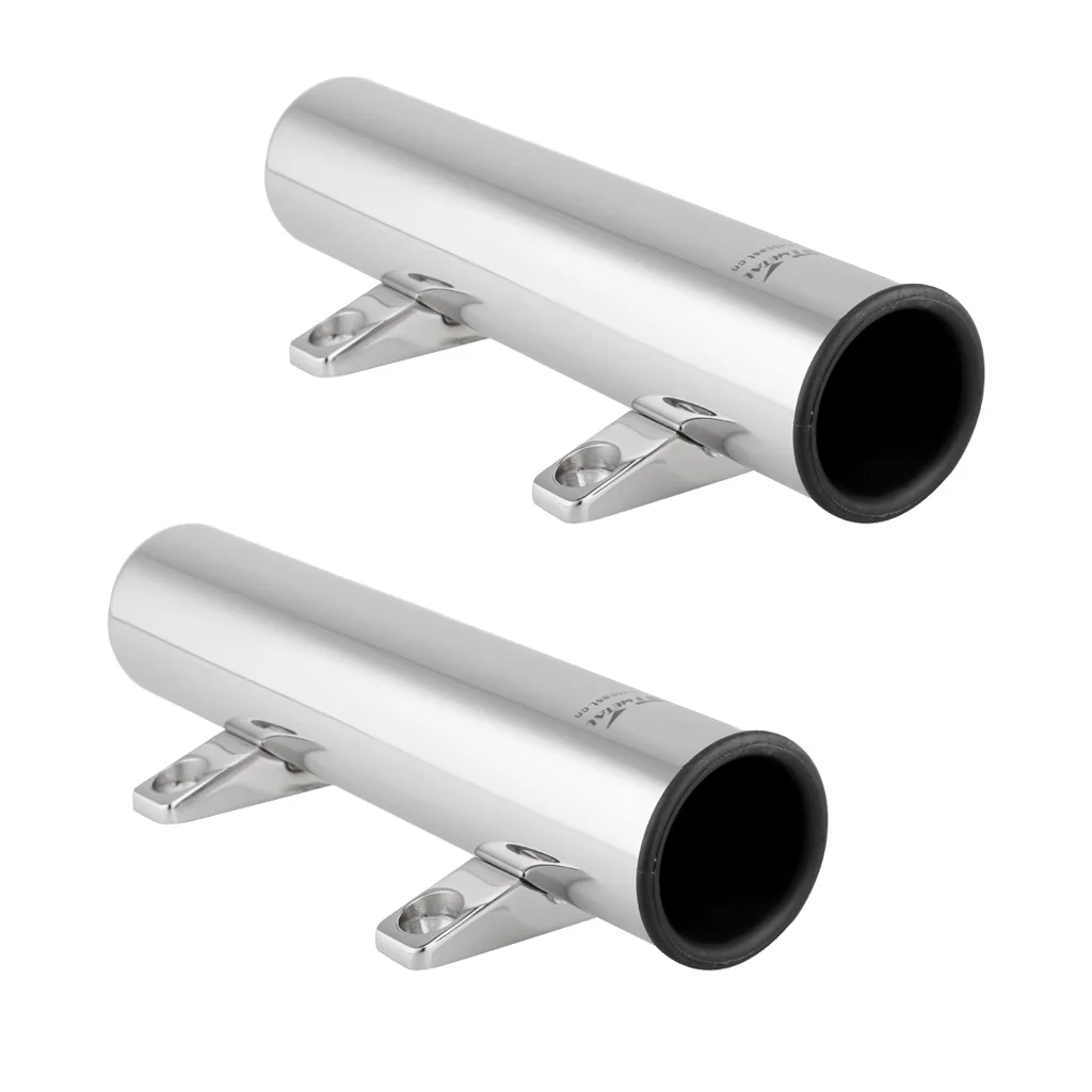 2 Pieces / Set Deluxe Stainless Marine Boat Fishing Rod Pole Holder Side Mount Rest Rack Bracket with Black Insert Accessories