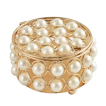 

Portable Storage Case Wedding Crystal Pearl Gift Jewelry Box European Trinket Chest Ring Display Earring Organizer Luxury