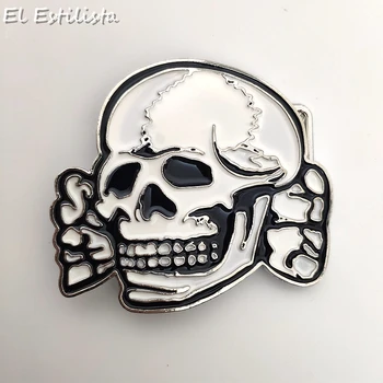 

New Arrival Mens Punk Rock Skull Head Belt Buckle Fit 4cm Belt White Color Skeleton Belts Accessories 3D Cool Men Belt Buckles