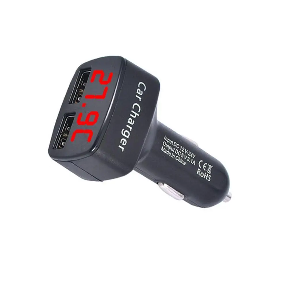 4 в 1 двойной USB Автомобильное быстрое зарядное устройство DC 5 В 3.1A Универсальное напряжение/температура/измеритель тока адаптер тестера цифровой светодиодный дисплей r20 - Название цвета: Красный
