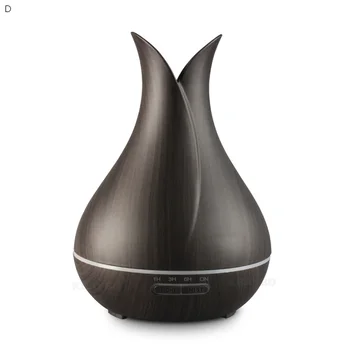 

KBAYBO 400ml Air Humidifier Essential Oil Diffuser Dark wood grain Aromatherapy diffusers Aroma Mist Maker 24v LED light for