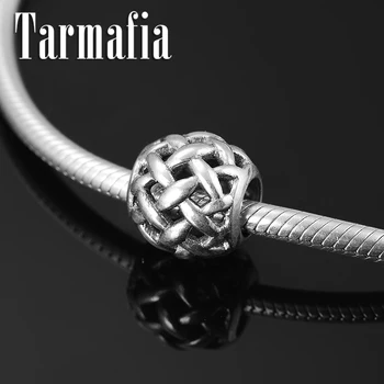 

Hot 925 Sterling Silver Circular weave Metal beads Accessories Fit Original Pandora Charm Bracelet Bangles Women Jewelry making