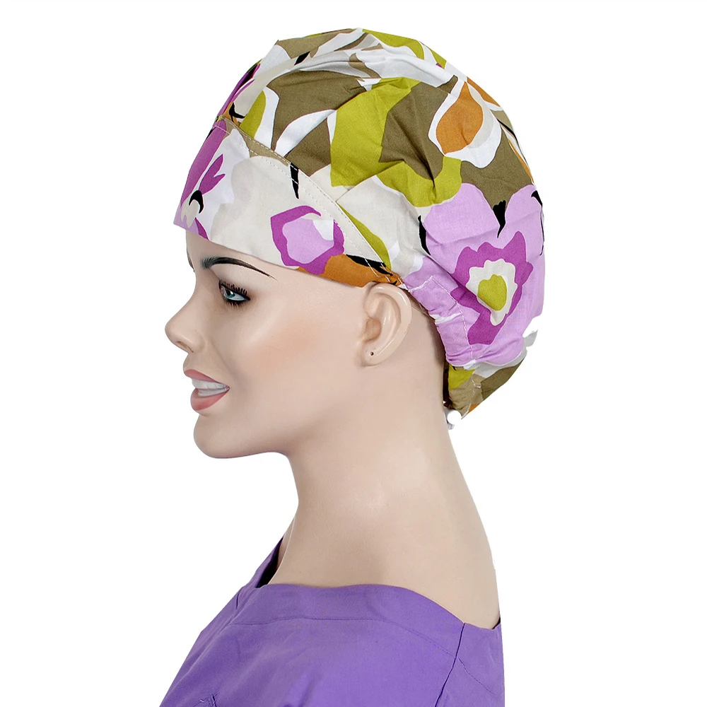Bouffant Cap 8 Цветочный узор готовка буффан Рабочая кепка медицинская Спецодежда для медсестер шапка s хлопок с Sweatband больница доктор Рабочая шляпа - Цвет: Bouffant Cap 8
