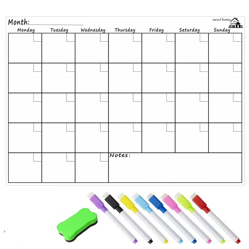 Pizarra Magnética Para El Refrigerador, Planificador Diario Semanal  Mensual, Marcador, Borrado En Seco, Pizarra Magnética Para Calendario,  Tablero De Notas - Imanes De Nevera - AliExpress