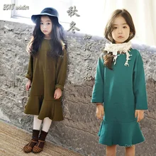 Новинка года, осенняя одежда платья с длинными рукавами для девочек-подростков повседневное теплое зимнее платье для девочек-подростков возрастом от 4 до 14 лет