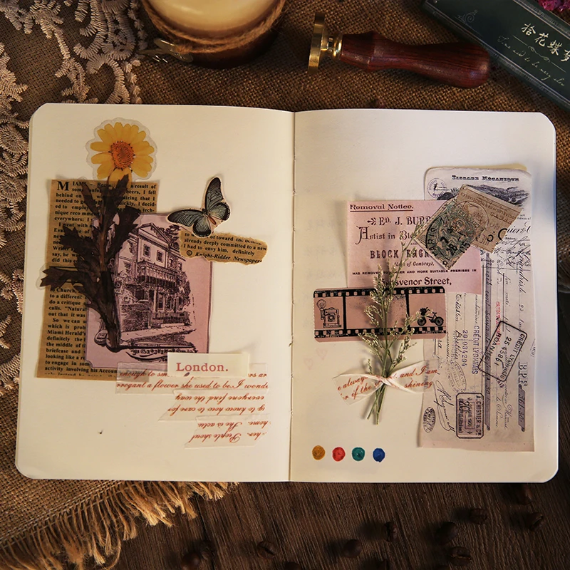 DIY Scrapbooking Accessories Vintage Old Time Material Paper DIY Scrapbook Junk Journal Base Collage Diary Happy Plan Gift wrapping Decoration material paper