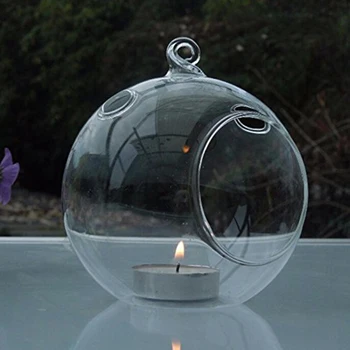 

80MM Hanging Tealight Holder Glass Globes Terrarium Wedding Candle Holder Candlestick