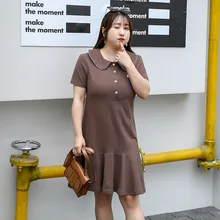 [Xuan chen] Fat Mm мягкое очаровательное вышитое платье с героями мультфильмов, летняя новая стильная юбка средней длины больших размеров 1801