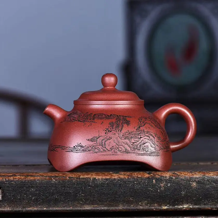 

Masters Yixing Clay Teapot Using American Zhang Yong Entirely Handmade yu ling Square Yixing Clay Teapot Inner Wall Chapter Kung