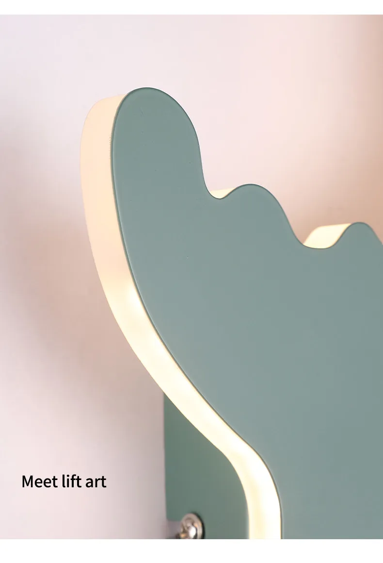 LED Wall Lamp Modern Cartoon Children's Kid Bedroom Lighting Creative Sconces Cute Pink Dinosaur Warm Bedside Indoor Decor Light