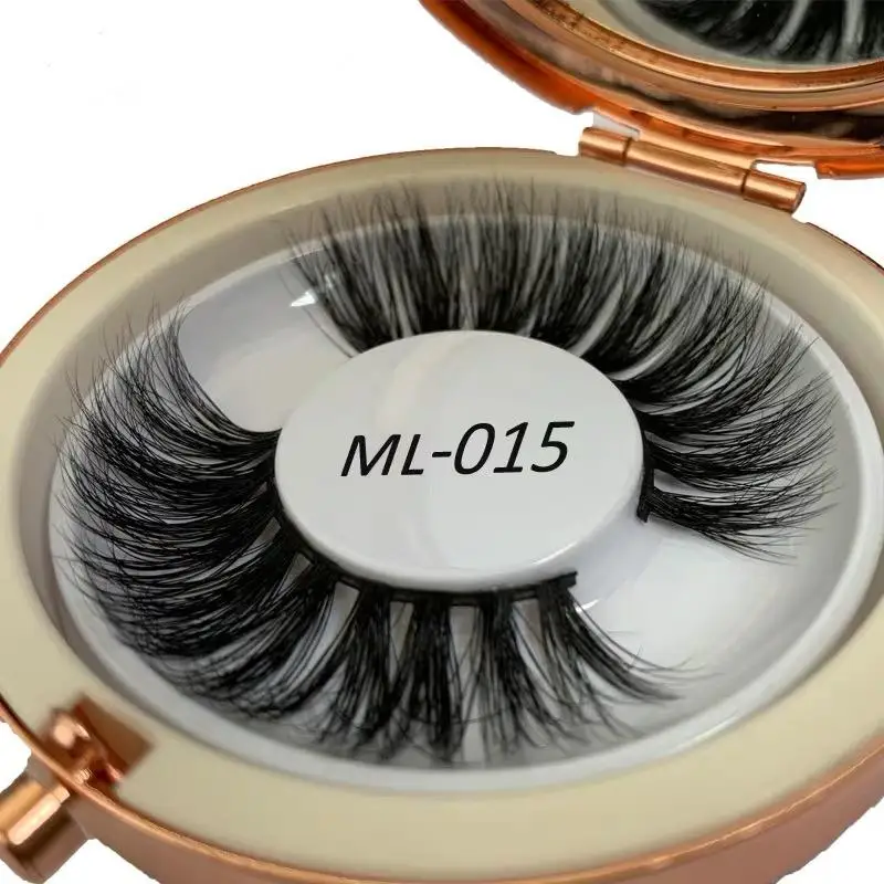 Real mink eyelashes, 3D eyelashes, multiple curled eyelashes, gold-plated box(with makeup mirror