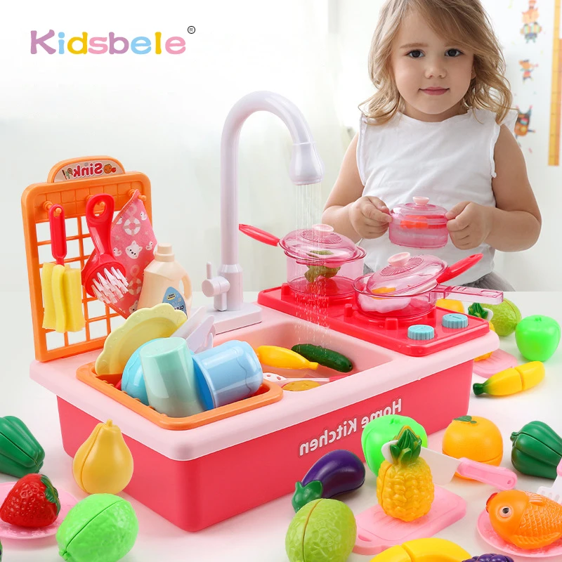 Kitchen Play Set Kids Toy Pretend Food Cooking Toddler Toys Gift Playset Gifts 