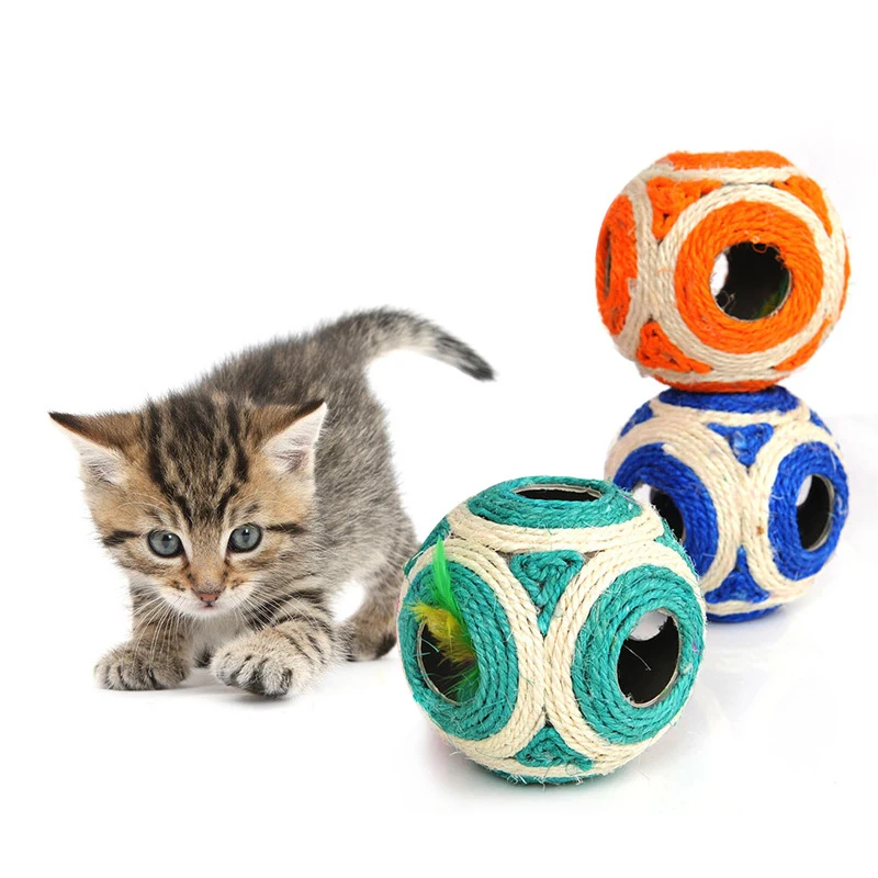 

Игрушка для домашних кошек, шестилуночный сизальный шар, большая забавная игрушка для кошек, кошачий захват, молярный коготь, шлифовальная доска