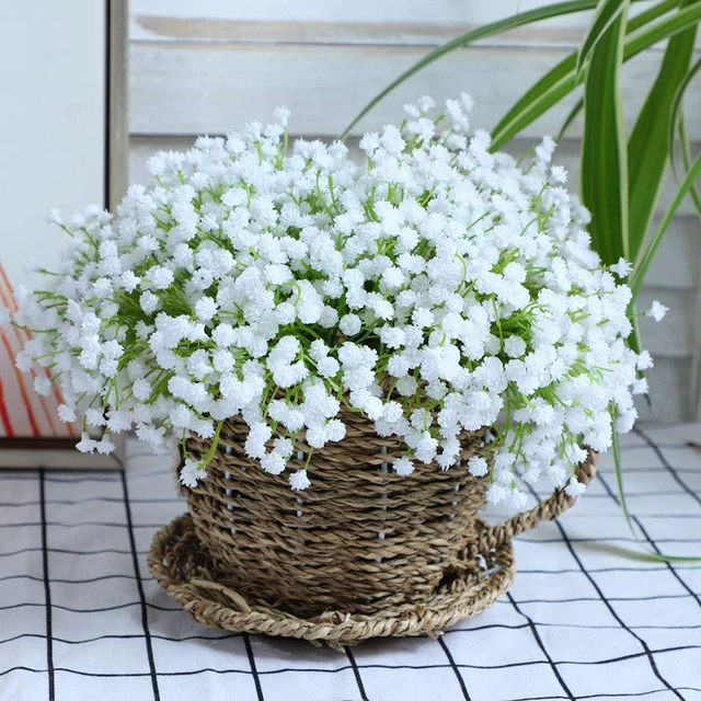 Babys Breath Artificial Flowers, Fake White Gypsophila, Home Decor,  Babysbreath, Faux, 3Pcs