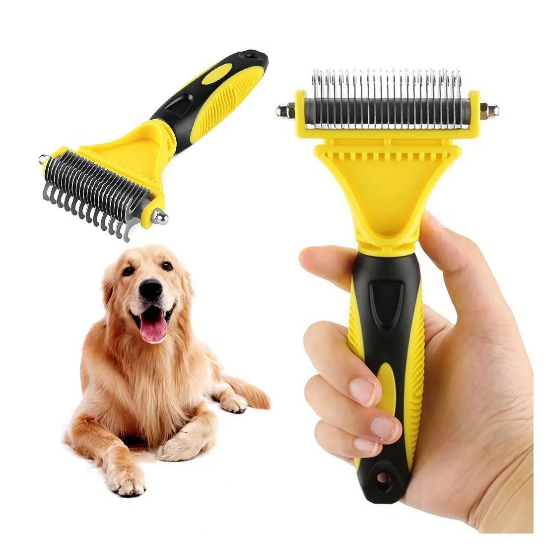 Pet Dematting Comb Stainless Steel Double Sided Dog Dematting Comb Pet Hair Brush Grooming 2 Sided for Pet Grooming Products