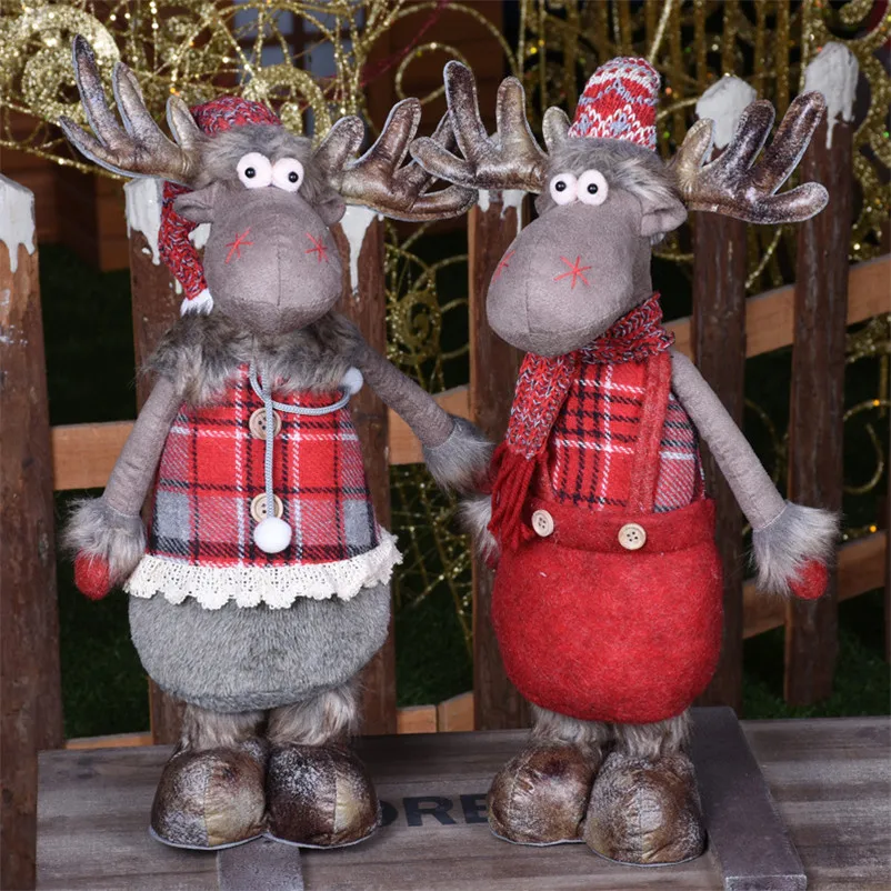 

Red Elk Figures Stand Doll Merry Christmas Gift for Kids Friends Lovers Christmas Decorations for Home Natal Wedding Decoracion