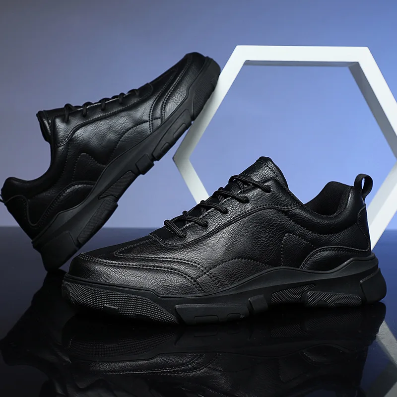 

2022 New Leather Shoes Men Sneakers Fashion Casual Shoes for Men Lace Up Waterproof Sneakers Big Size Moccasins Tooling Shoe
