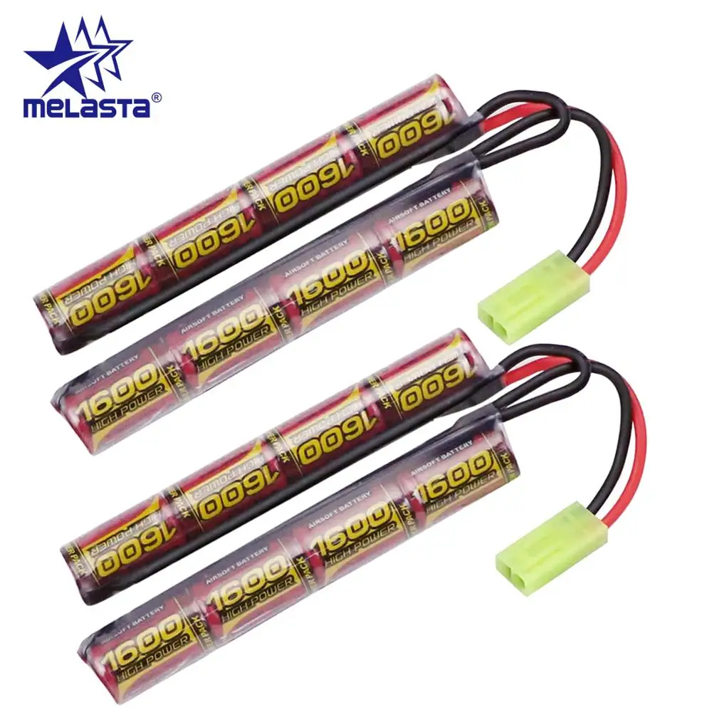 Melasta 2Pack 8S Butterfly NunChuck NIMH 2/3A 9.6v 1600mAh Battery Pack with Mini Tamiya Connector for Airsoft Guns MP5 M4 G36C