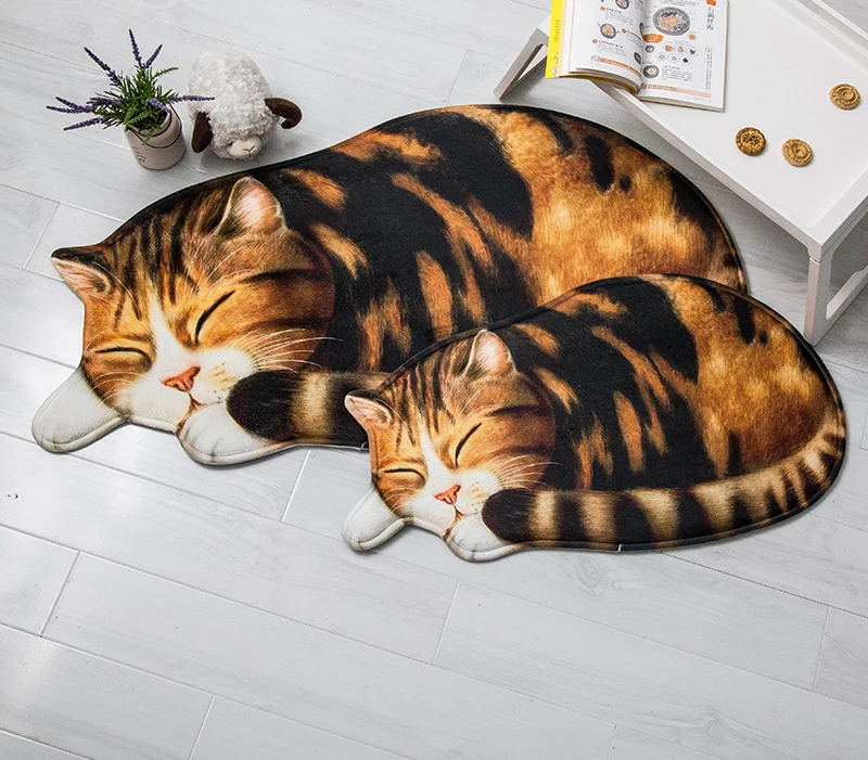 New Big 3D Printed Sleeping Cat Doormats Hallway Doorway Carpet Living Bedroom Anti-slip Floor Mats Kitchen Balcony Rugs Tapete | Дом и сад