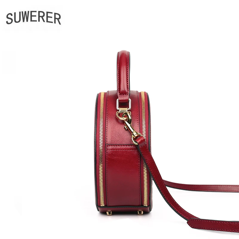 SUWERER Women Genuine Leather bag fashion cowhide Embossed bag luxury handbags women bags designer famous brand women bags