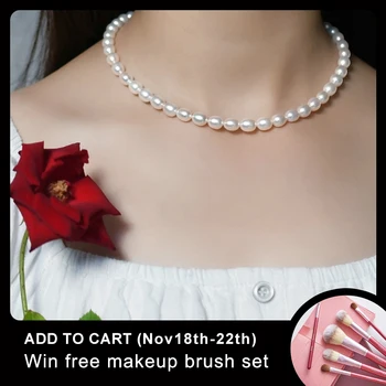 

ASHIQI Natural Freshwater Pearl 925 Sterling Silver Necklace Women Jewelry 2020 New