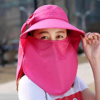 

Summer Sun-Proof Women Sun Hat Fishing Cap Outdoor Cap Hiking Hat Wind-proof Sunscreen Protect Face Neck Cover Female Hats