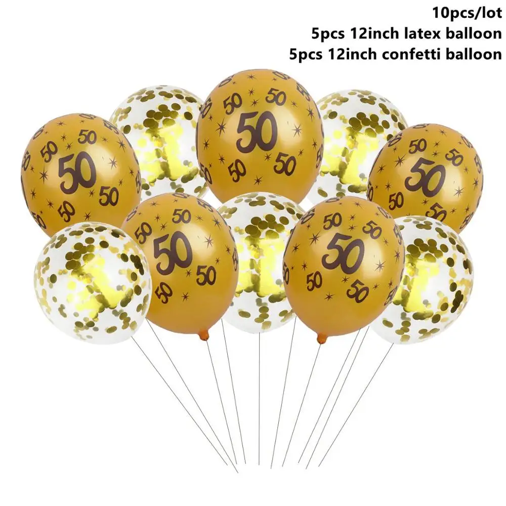 Taoup 30 40 50 60 черные золотые шары из латекса балоны номер баллоны конфетти с днем рождения воздушные шарики для украшения для взрослых - Цвет: 50th Gold Balloon